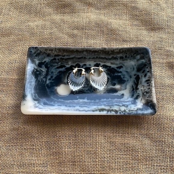 Arctic Clear Vintage Hoops Gold Plated Transparent Loop New NWOT - Picture 4 of 14